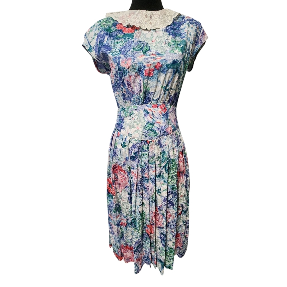 The Cotton Collection Vintage Floral Midi Dress